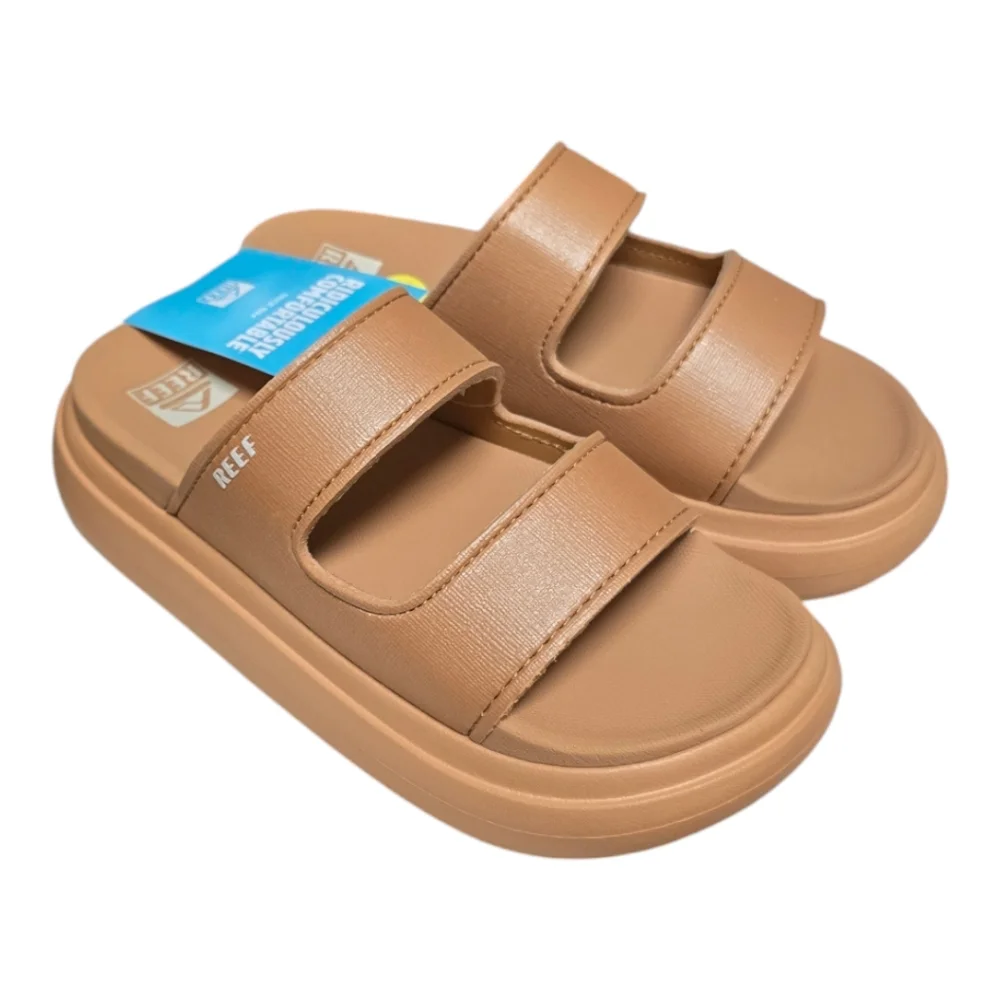 Reef Women's Tan Double-Strap Slide Sandals